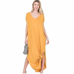 Mustard yellow Oversize T-shirt Maxi Dress USA